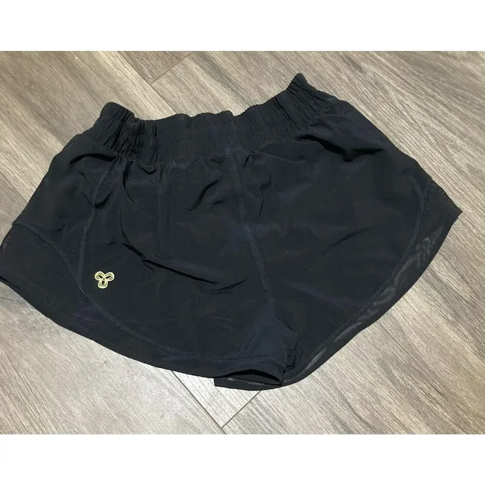 Aritzia Golden Black Running Shorts Elastic Waist Layered Size 4 Athletic Small
